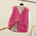 thumbnail image 1 of Sherpa Fleece Vest for Women V Neck Button Down Sleeveless Jacket with Pockets Fuzzy Solid Color Thermal Casual Waistcoat 2025 Winter Fashion Outerwear, 1 of 4