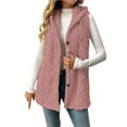 thumbnail image 1 of Sherpa Hooded Vest Womens Fall Winter Outerwear Sleeveless Soft Plush Warm Jacket with Hood Casual Fleece Coat (S, Pink), 1 of 6