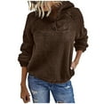 thumbnail image 1 of Sherpa Hoodies for Women Fall Winter Cozy Warm Lightweight Button Pullover Plain Hooded Fleece Sweater Fuzzy Tops (M, Brown), 1 of 7