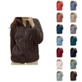 thumbnail image 1 of Sherpa Jacket Women 2026 Trendy Thick Warm Long Sleeve Stand Collar Full Zip Up Winter Coat Outerwear, 1 of 4