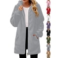 thumbnail image 1 of Fleece Jacket Women Cozy Oversized Warm Hooded Zipped Coat for Fall Winter Outdoor Lounge, 1 of 9