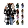 thumbnail image 1 of Sherpa Jacket Women Flannel Colorblock Plaid Fleece Jacket Lapel Button Long Sleeve Open Front Sherpa Coat with Pockets, 1 of 8