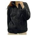 thumbnail image 1 of Sherpa Jacket Women Fleece Full Zip Jacket Lightweight Loose Fit Cardigan Thermal Outerwear Soft Sweatshirts Black XL, 1 of 4