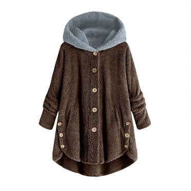 Sherpa Jacket Women Fuzzy Fleece Oversized Button Down Hooded Cardigan Soft Fluffy Sweaters Winter Coats with Pockets Deals