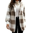 thumbnail image 1 of Sherpa Jacket Women Fuzzy Fleece Winter Coats for Women Shackets Fashion Casual Warm Gingham Teddy Coat, 1 of 5