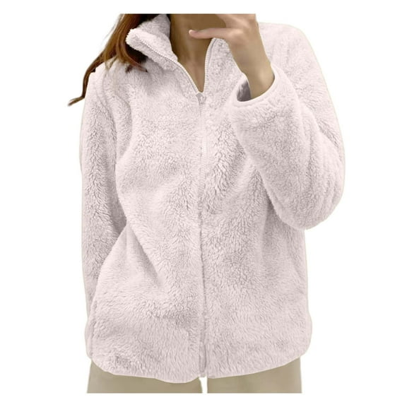 Sherpa Jacket Women Lightweight Fleece Zip Up Jackets Long Sleeve Cozy Soft Fluffy Fuzzy Sweater Coats with Pockets
