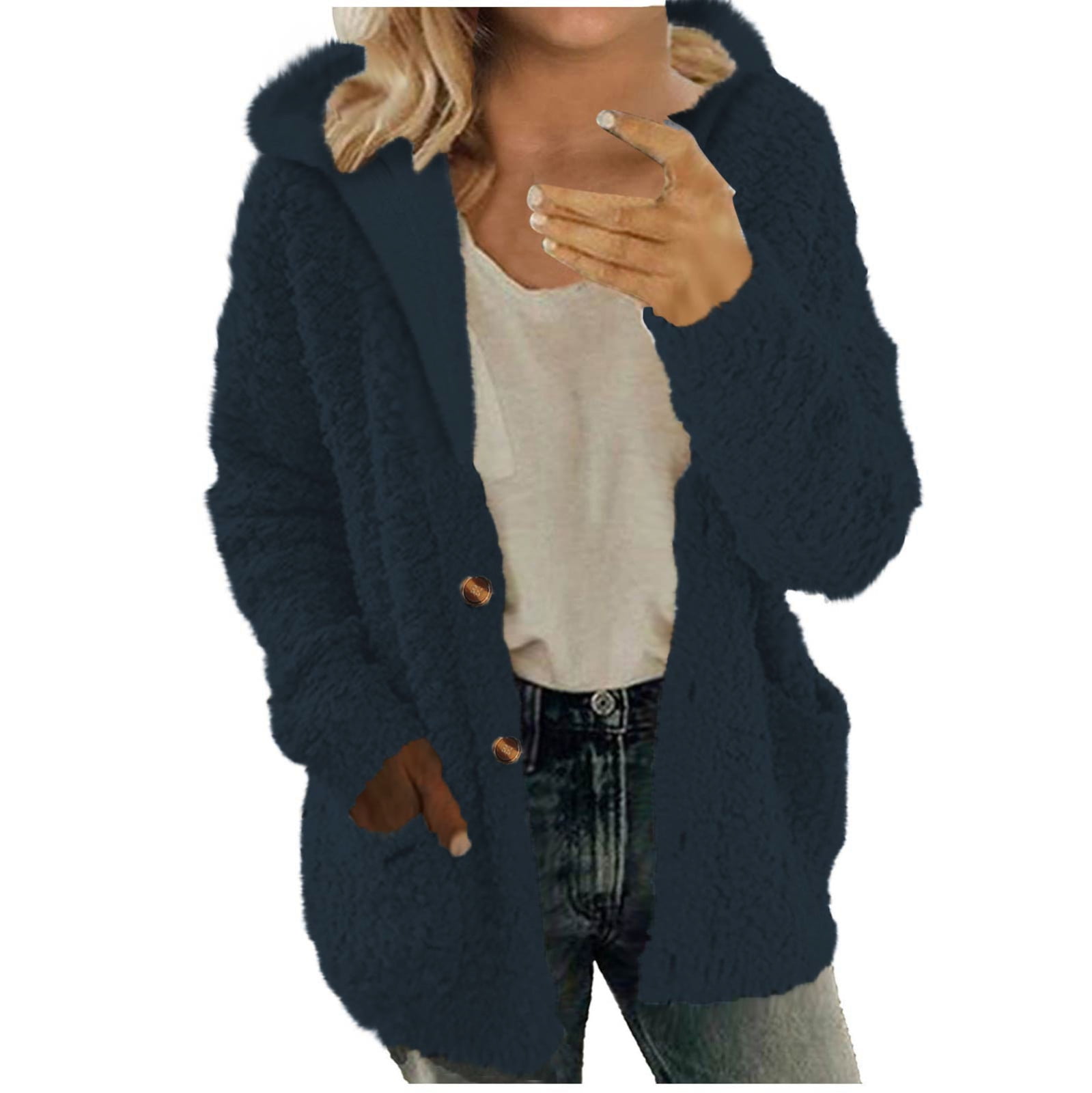 Sherpa Jacket Women Oversized Fuzzy Fleece Jackets 2024 Winter Button