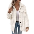 thumbnail image 1 of Sherpa Jacket Women Sevevn Women's Winter Fleece Jacket Button Down Stand Collar with Pockets Coats, 1 of 9