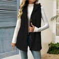 thumbnail image 1 of Sherpa Jacket Women Sleeveless Fuzzy Vest with Hood Plus Size Soft Warm Outerwear Button Fall Winter Coats Black 2XL, 1 of 5
