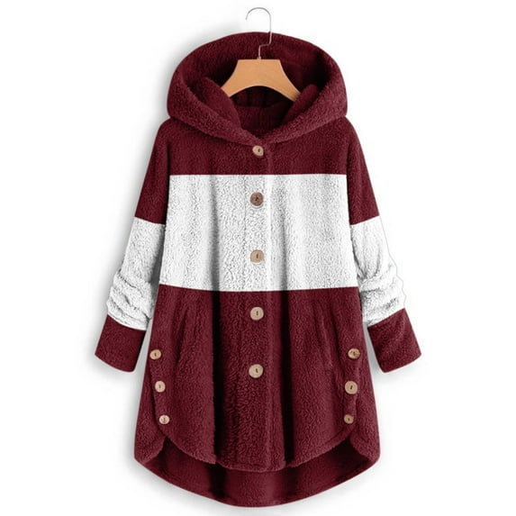 Sherpa Jackets for Women Pullover Womens Plus Size Button Plush Tops Solid Color Hooded Loose Cardigan Wool Coats Winter Jacket Warm Outwear 2023