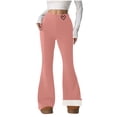 thumbnail image 1 of Sherpa Leggings for Women Fleece Lined High-Waisted Trousers Long Flared Pants for Fall and Winter Pink L, 1 of 8