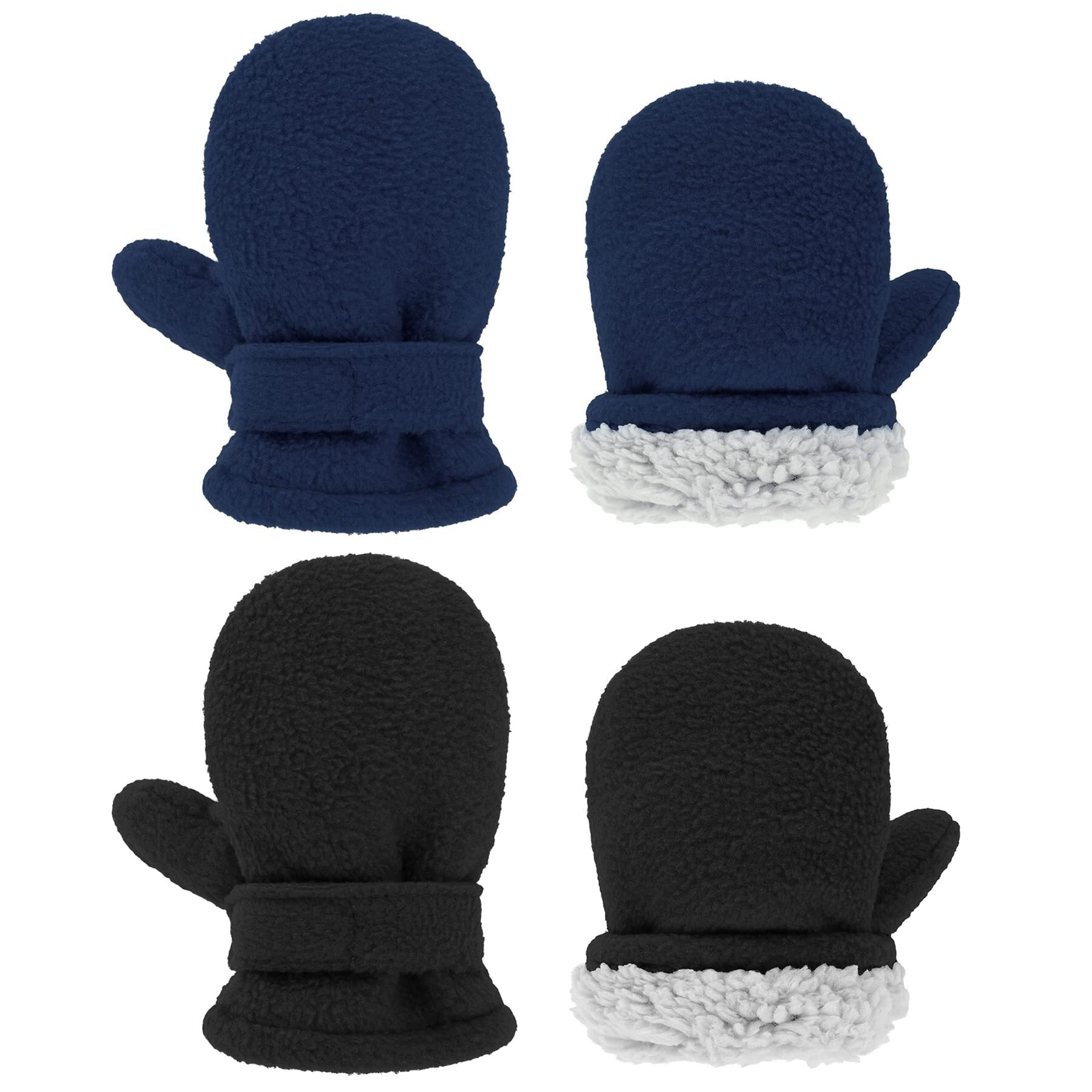 Sherpa Lined Baby Mittens Snow Outdoor Childrens Mittens Thick Warm Kids Gloves for Toddler