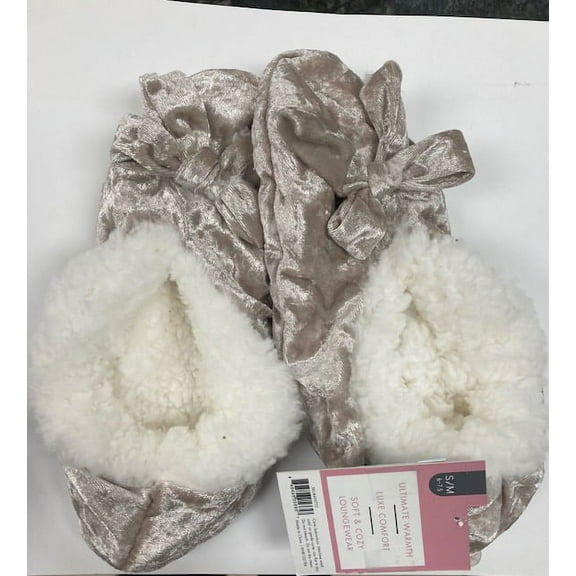 Sherpa Lined Cozies Pink Slippers with Bows Women's S/M (6-7.5)