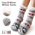 thumbnail image 1 of Sherpa Lined Floor Socks For Women, Indoor Slipper Socks, Plush Fleece Home Socks, Non Slip Grip Lounge Cabin Socks, Cozy Warm Winter Socks, Cute Animal Print Non Skid Bottom Socks, Gift Socks, 1 of 5