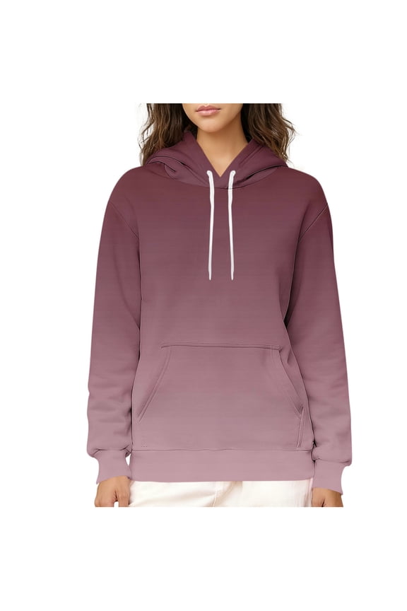 Sherpa Lined Hoodies for Women Warm Winter Fleece Pullovers Long Sleeve Casual Gradient Sweatshirt Thermal Tops