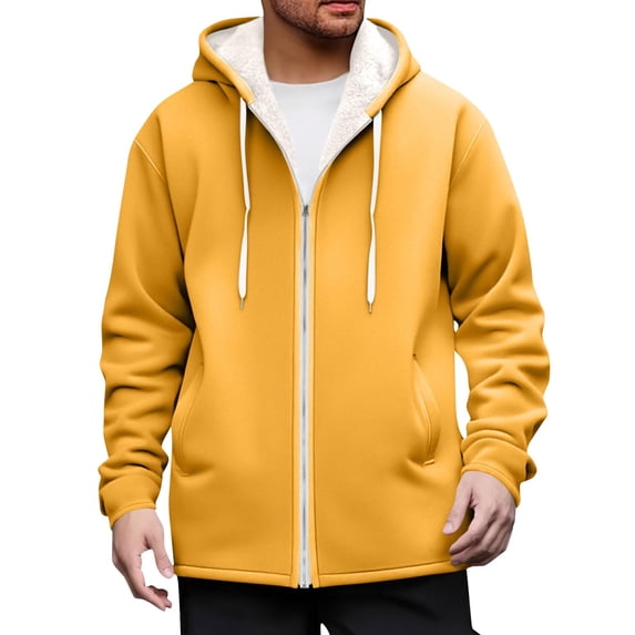 Sherpa Lined Jacket Men Big and Tall Zip Up Hoodie Casual Fleece Sweatshirt Warm Fall Winter Coats with Pockets