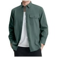 thumbnail image 1 of Sherpa Lined Jacket Men, Long Sleeve Button Down Fleece Flannel Shirt Shacket Jackets for Men with Pockets (L, Army Green), 1 of 7