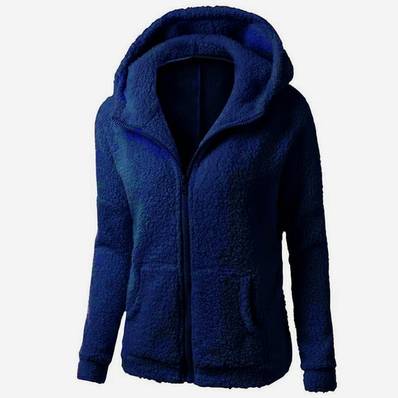 Sherpa Lined Jacket Women Faux Fur Coats Thermal Long Sleeve Jackets Classic Zipper Coat Oversized Hooded Outerwears Gifts Christmas Gift