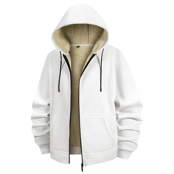 Sherpa Lined Jacket Women with Hood Plus Size Thick Fleece Sweatshirt Zip Up Hoodies Fall Winter Outerwear 2025 White XXL