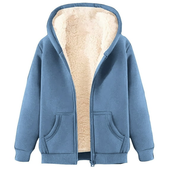 Sherpa Lined Jackets for Men Zip Up Hoodies Casual Oversized Fleece Jacket Trendy Y2K Hoodie Warm Winter Coat Pocket Heavyweight Solid