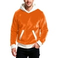thumbnail image 1 of Sherpa Mens Hoodie Flannel Thermal Solid Color Fluffy Fuzzy Hoodies Sweatshirts Warm Long Sleeve Weighted Pullover Casual Thick Winter Tops with Pocket Saffron L, 1 of 4