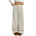 thumbnail image 1 of Sherpa Pajama Pants Women Soft Drawstring Elastic Waist Fluffy Pj Pants Comfy Lounge Fleece Lined Sleepwear Bottoms Khaki 2XL, 1 of 6