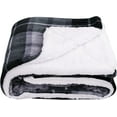 thumbnail image 1 of Sherpa Plaid Fleece Throw Blanket, Double-Sided Super Soft Luxurious Bedding Blanket 90 x 90 inches, Grey, 1 of 10