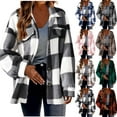 thumbnail image 1 of Sherpa Plaid Jackets for Women,Fleece Shackets for Women Long Sleeve Thick,Womens Sherpa Plaid Shackets Jackets ,Plaid Sherpa Jackets Women Plus Size Turndown Collar Button Down Plaid Coats Outwear, 1 of 6
