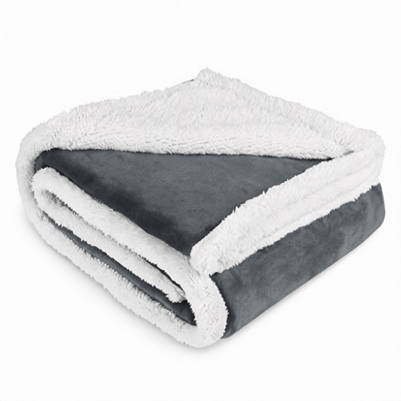 Sherpa Plush Throw Blanket 50" x 60" Reversible Fleece Bed and Couch Blanket Super Soft Warm Fuzzy TV Blanket