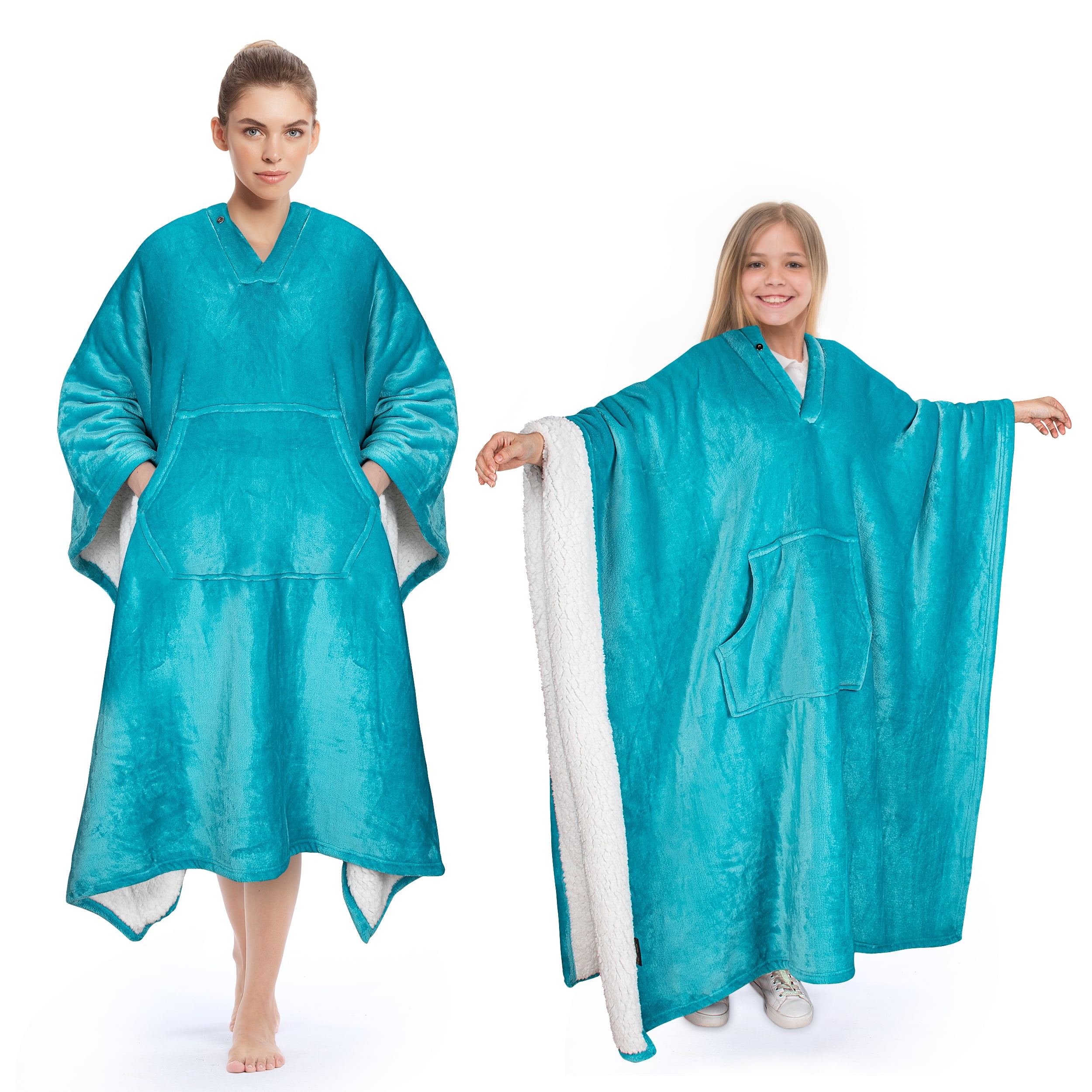 Sherpa Poncho Blanket Super Soft Comfy Plush Wearable Fleece Blanket  for Adult