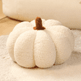 thumbnail image 1 of Sherpa Pumpkin Pillow Small Plush Stuffed Cushion Halloween Fall Thanksgiving Decor Fluffy Table Centerpiece Ornament White 9inch, 1 of 15