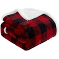 thumbnail image 1 of Sherpa Red and Black Buffalo Plaid Christmas Twin Blanket 60" X 70", Fuzzy Fluffy Soft Cozy Throw Blanket, Fleece Flannel Plush Microfiber Blanket for Couch Bed Sofa, 1 of 6
