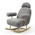 thumbnail image 1 of Sherpa Rocking Chair with Footstool, Rocking Armchair with Metal Base, Accent Upholstered Armchair with High Backrest and Armrest, Single Sofa with Metal Frame for Living Room, 1 of 5