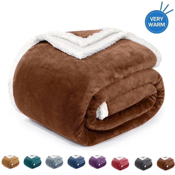 Evlmd Sherpa Throw Blanket for Couch Sofa - Fuzzy Soft Cozy Blanket for Bed, Fleece Thick Warm Blanket for Winter, Coffee Fall Winter Twin Blanket, 71x80 Inches