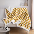 thumbnail image 1 of Sherpa Throw Blanket Fleece Blanket with Checkered Pattern Soft Thick Blanket for Couch, Bed, Sofa Luxurious Warm and Cozy for All Seasons (Yellow, 60"x80"), 1 of 6