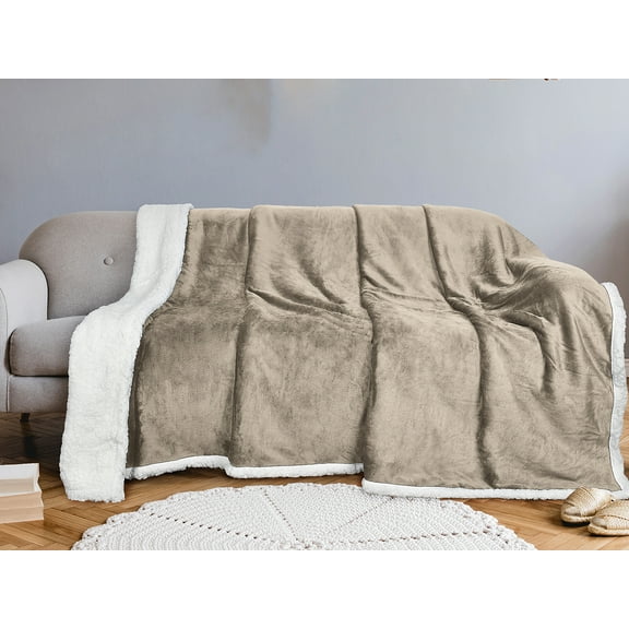 Sherpa Throw Blanket Fleece, Super Cozy Warm TV Blankets for Bed or Couch Reversible 50" x 60"