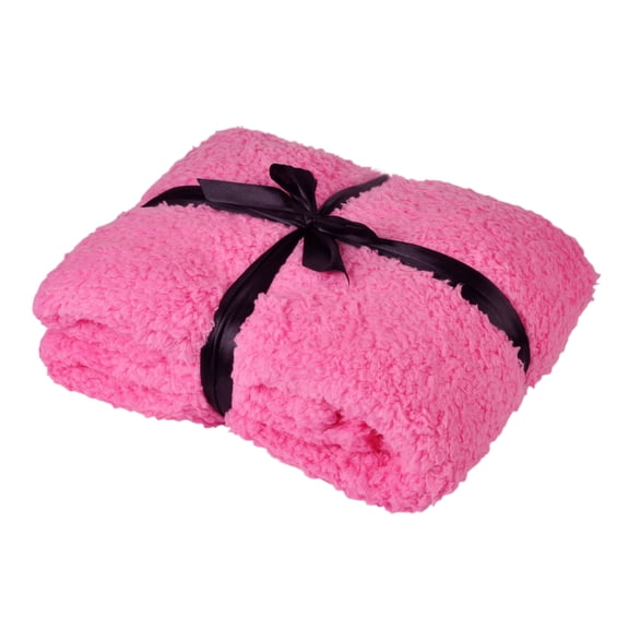 Catalonia Pink Sherpa Throw Blanket, Fuzzy Snuggle Blanket for Camping Traveling Couch Bed, Super Soft, Light Weight, Reversible, All Season Use, 50"x60" inches