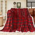 thumbnail image 1 of Sherpa Throw Blanket Plaid Checkered Warm Blanket for Couch, Bed, Sofa Reversible Fluffy Flannel Fleece Blanket and Throw for Adults, Women, Men, Ideal for Christmas (Dark Red, 50\u201dx 60\u201d), 1 of 6