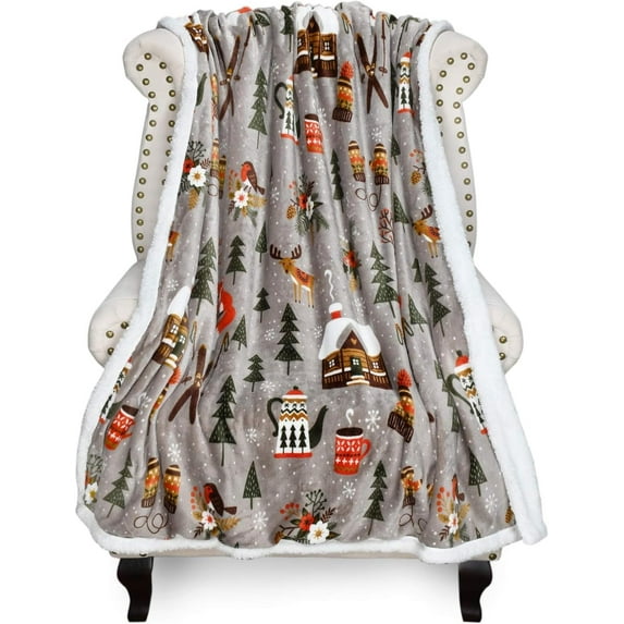 Sherpa Throw Blanket, Super Soft Fleece Plush Sofa Couch Blanket, TV Bed Blanket, Comfy Cozy Fluffy Warm, Christmas Theme Throws, Blanket(50x60 inch, Tribe)