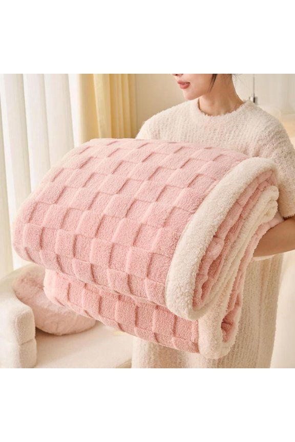 Sherpa Throw Blanket for Couch, Flannel Cozy Soft Thick Blanket for Bed - Fleece, Beige, 60x80 Inches