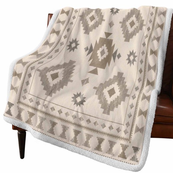 Sherpa Throw Blankets Brown Southwestern Arrows Flannel Fleece Blanket Bohemian Tribal Soft Cozy Warm Fluffy Plush Blankets and Throws for Couch Bed Sofa All Season 60x80 Inch