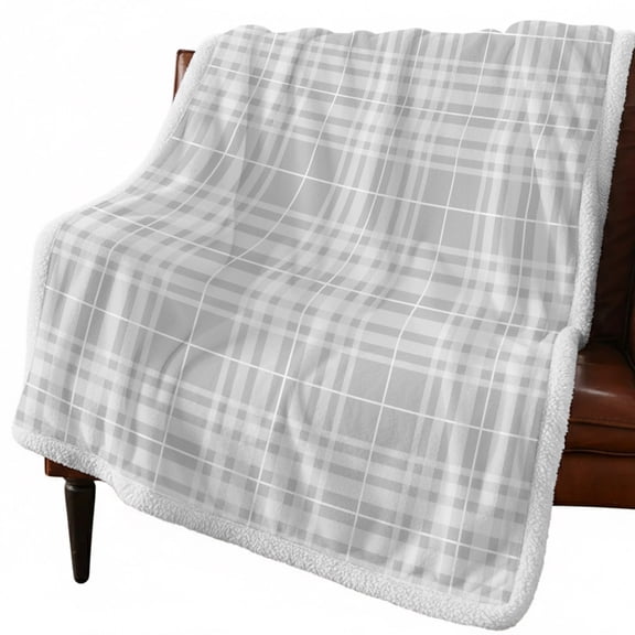 Sherpa Throw Blankets Grey Buffalo Checked Plaid Flannel Fleece Blanket Gingham Lines Soft Cozy Warm Fluffy Plush Blankets and Throws for Couch Bed Sofa All Season 40x50 Inch