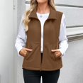 thumbnail image 1 of Sherpa Vest For Women Warm Sleeveless Fleece Vests Fall Winter Lapel Fuzzy Jacket Holiday Casual Travel Clothes Coffee 2XL, 1 of 9