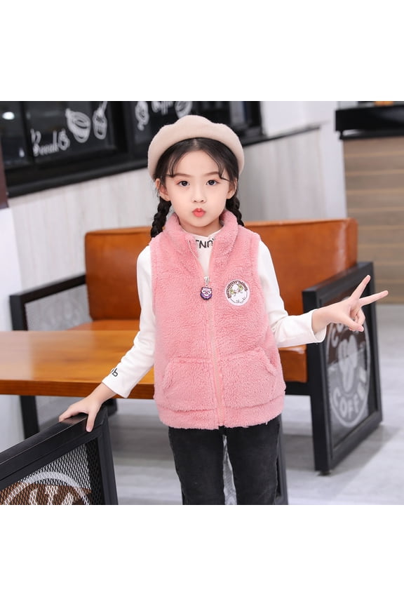 Sherpa Vest Jacket Toddler Kids Coral Fleece Sleeveless Zipper Teddy Coat with Pocket Collared Winter Boys Girls' Clothing, Pink, 12 Years