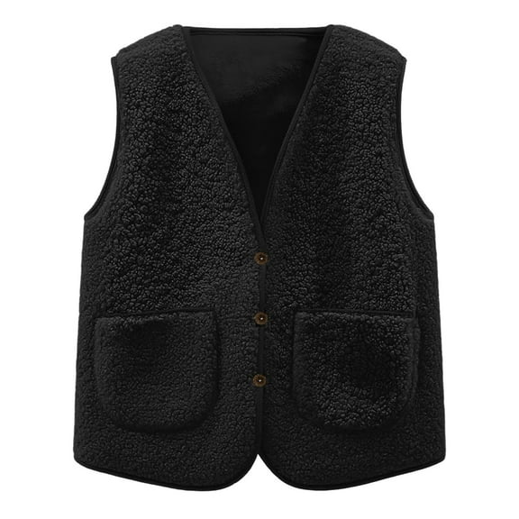 Sherpa Vest Womens Fleece Vest Faux Shearling Vest Fleece Lined Sleeveless Jacket Coat For Winter Warmth Outerwear