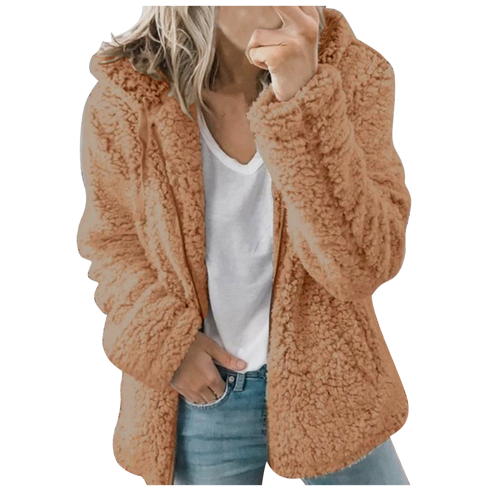 Trendy fuzzy jackets sales