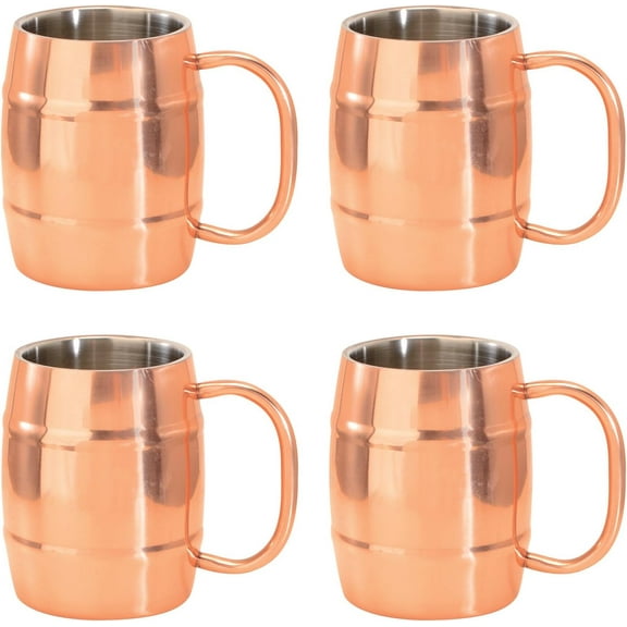Sherpani Double Walled Copper Plated Moscow Mule Mug, 14 oz (Set of 4)