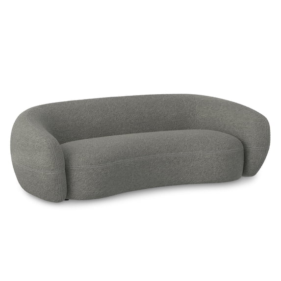 Simpli Home Sherri 89 inch Wide Contemporary Sofa in Stone Grey Boucle Performance Fabric