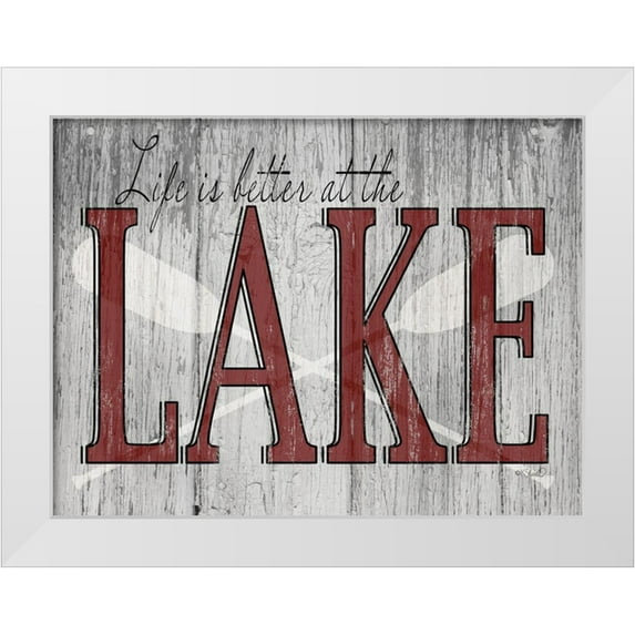 Sherrill, Kate 14x12 White Modern Wood Framed Museum Art Print Titled - Life is Better at the Lake
