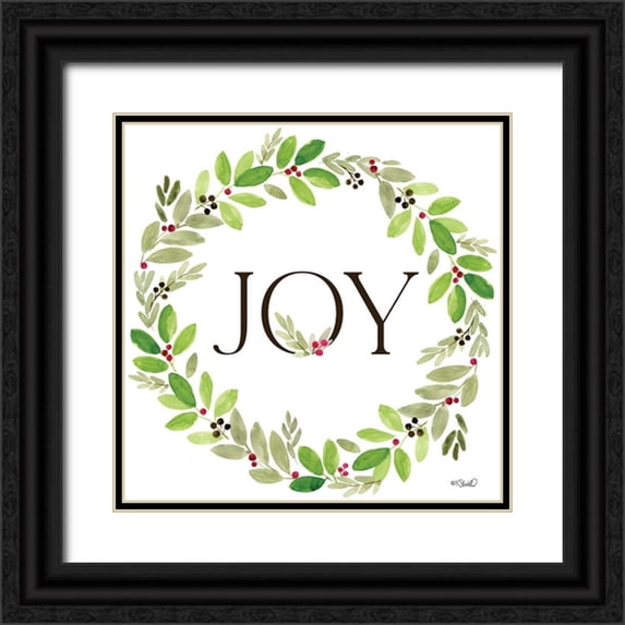 Sherrill, Kate 15x15 Black Ornate Wood Framed with Double Matting Museum Art Print Titled - Joy Wreath